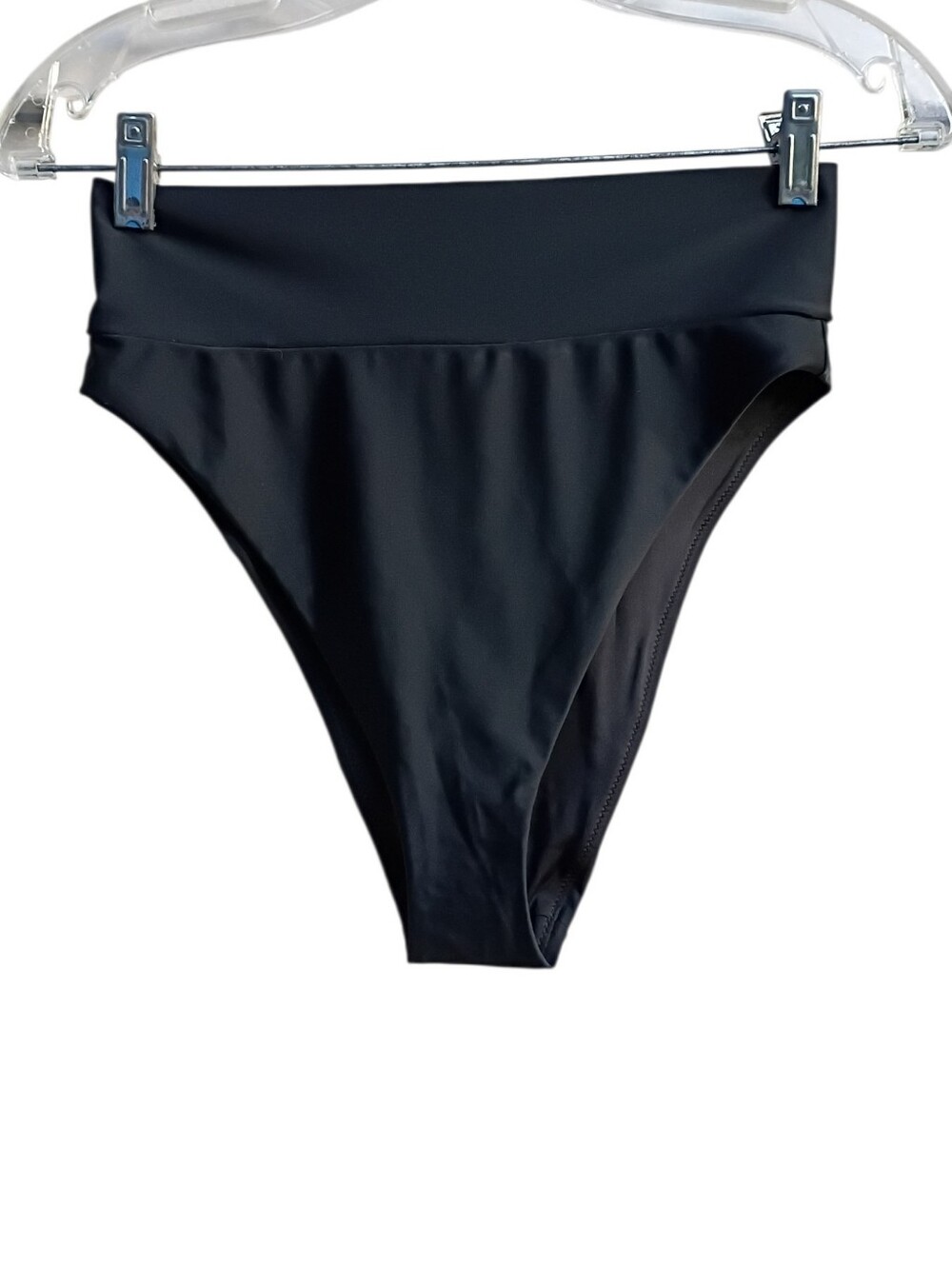 aerie Dark Black High-Cut Bikini Bottom sz M NEW - Picture 6 of 9